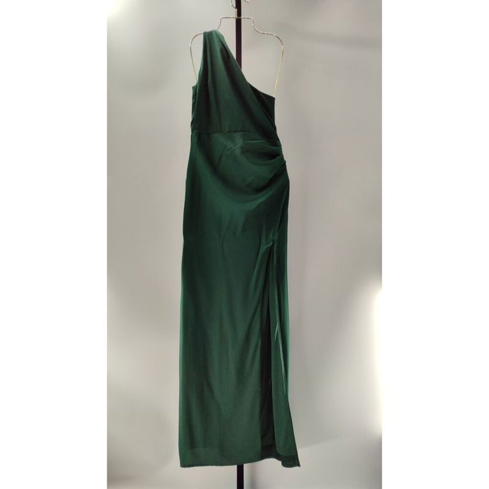 Lulus Women Elliatt Cassini One-Shoulder Satin Dress In Forest Green Medium